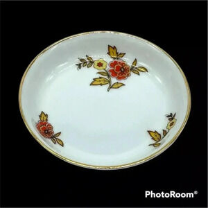 THOMAS BAVARIA Yellow & Orange Flowers w/ Gold Trim Porcelain Trinket Dish 3"